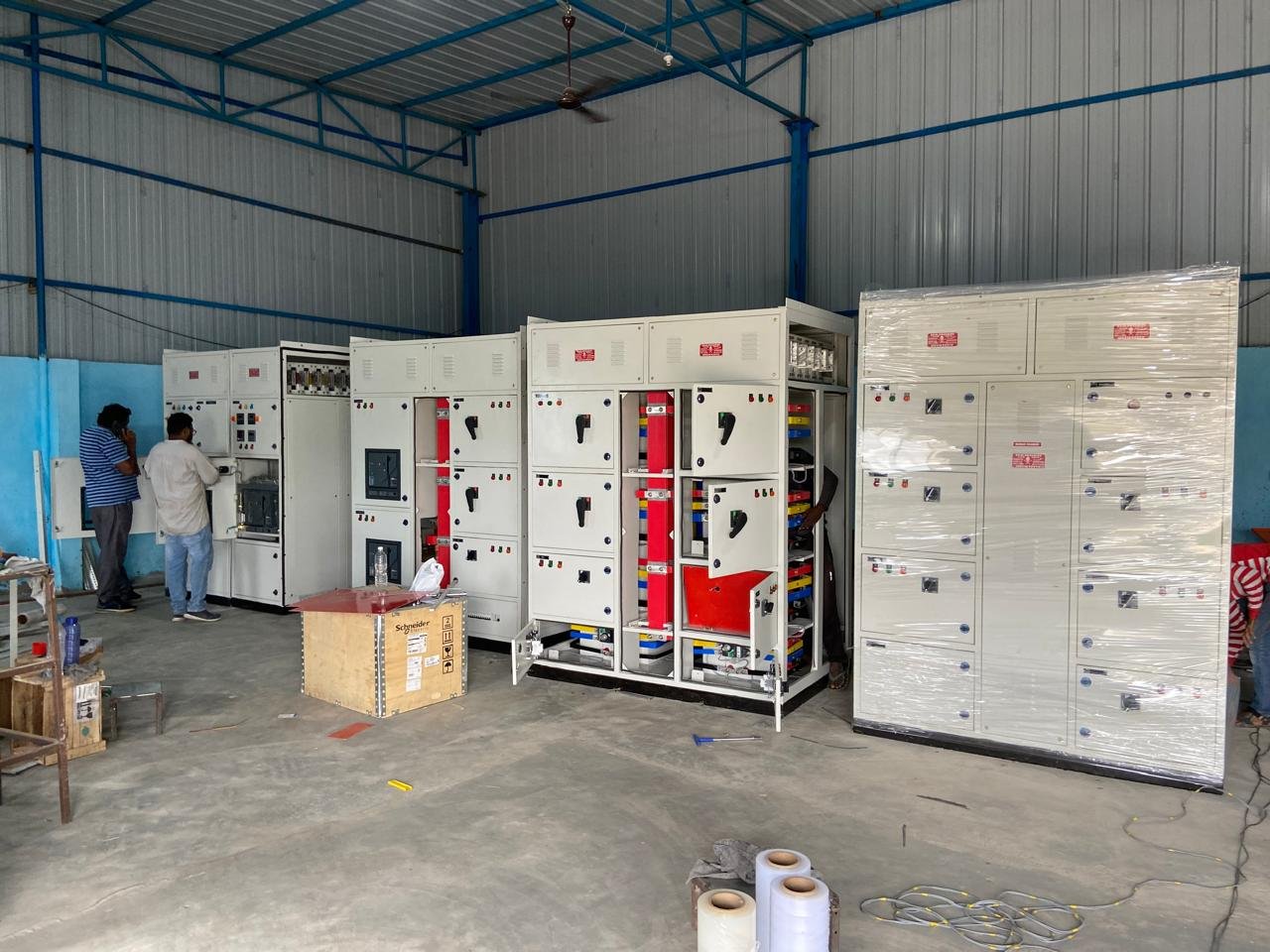 Switchboard and MCC panels under assembly at the Industrial Engineering workshop